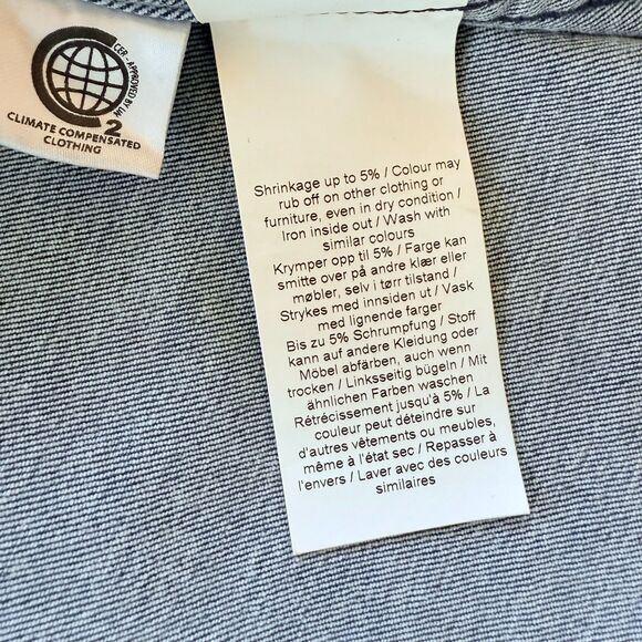 GANNI 90's Acid Wash Stretch Denim Puff Sleeve Mock Neck Cult Mini Dress Size 36 - Picture 11 of 16